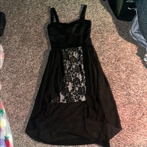 Speechless Black and Cream High Low Sundress